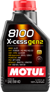 1 Litre Bottle Of Motul 8100 X-Cess Gen2 5W40 100% Synthetic