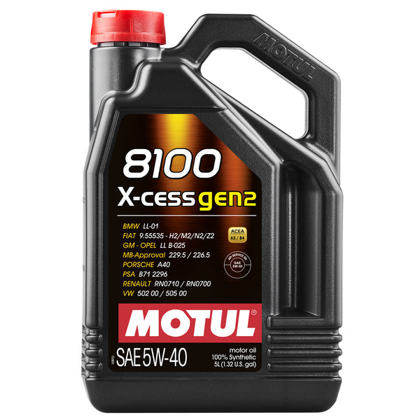 5 Litre Bottle Of Motul 8100 X-Cess Gen2 5W40 100% Synthetic – No Cams  Performance & Tyre Centre