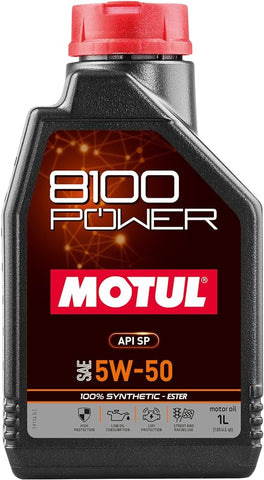 1 Litre Bottle Of Motul 8100 Power 5W50 100% Synthetic