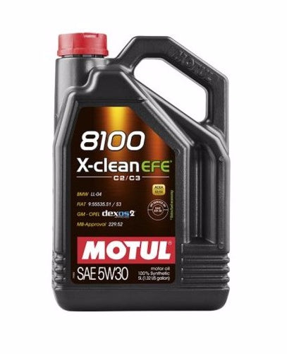 5 Litre Bottle Of Motul 8100 X-Clean Efe 5W30 100% Synthetic – No
