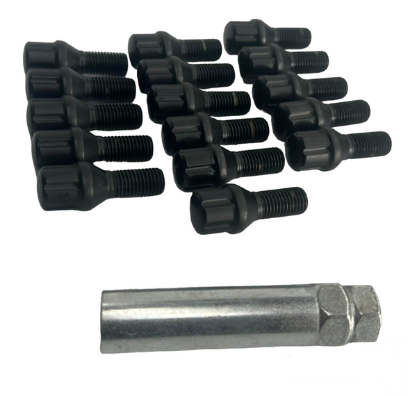 12X1.5 Spline Drive Bolt Kit Of 16 With Key For Early Mazda Rx (24mm Long)