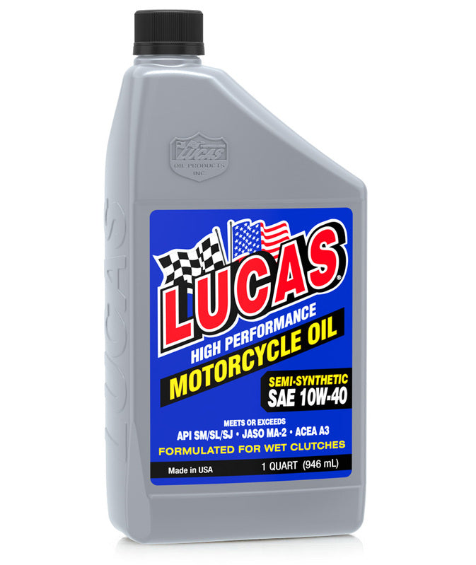 Lucas Oil Semi-Synthetic SAE 10W-40 Motorcycle Oil - 1 Quart