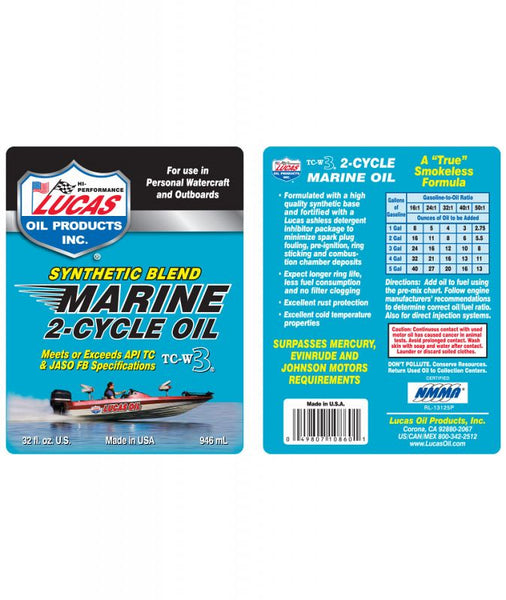 Lucas Synthetic Blend Marine 2 Cycle Oil - 1 Quart
