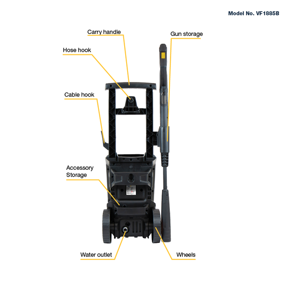 Vyking Force 1500W 1885PSI Water Blaster / Electric Pressure Washer