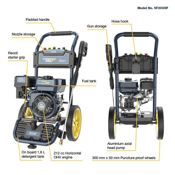 Vyking Force 3000PSI Petrol Water Blaster / Pressure Washer