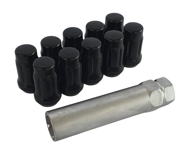 High Quality Black Painted Steel Spline Drive Wheel Nuts With Locking Key