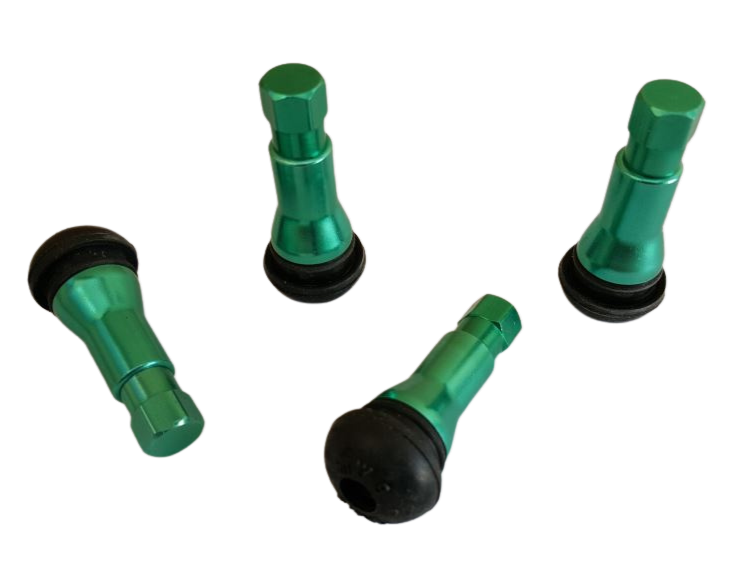 Set Of 4 Green Tyre Valve Stems & Caps
