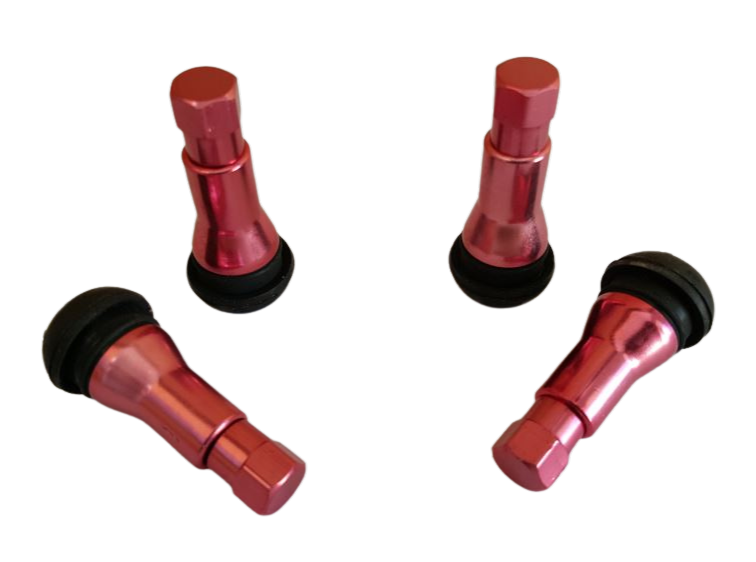 Set Of 4 Red Tyre Valve Stems & Caps