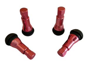 Set Of 4 Red Tyre Valve Stems & Caps