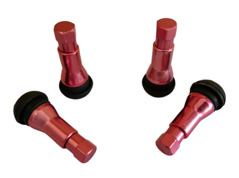 Set Of 4 Red Tyre Valve Stems & Caps