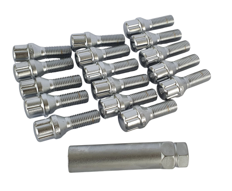 12X1.5 Spline Drive Bolt Kit Of 16 With Key For Early Mazda Rx (28mm Long)