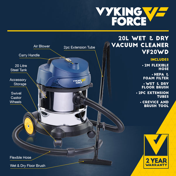 Vyking Force 20L Wet & Dry 1200W Vacuum Cleaner