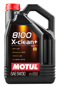 5 Litre Bottle Of Motul 8100 X-Clean + 5W30 100% Synthetic