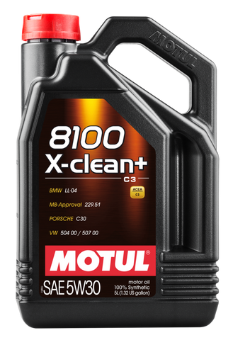 5 Litre Bottle Of Motul 8100 X-Clean + 5W30 100% Synthetic