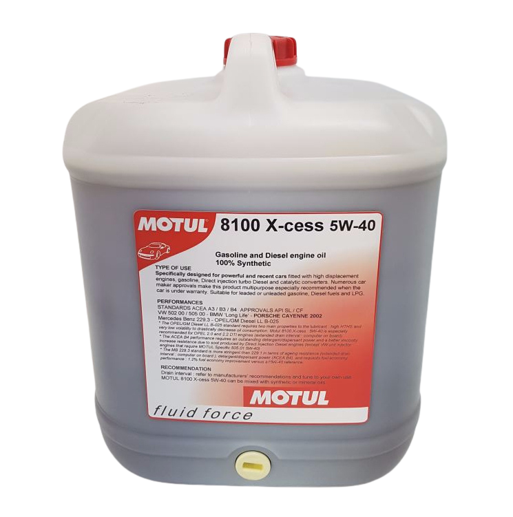 20 Litre Container Of Motul 8100 X-Cess 5W40 100% Synthetic Oil