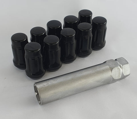 High Quality Black Painted Steel Spline Drive Wheel Nuts With Locking Key