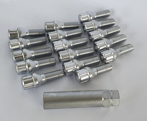 12X1.5 Spline Drive Bolt Kit Of 16 With Key For Early Mazda Rx (24mm Long)