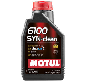 1 Litre Bottle Of Motul 6100 Syn-Clean 5W30 Oil