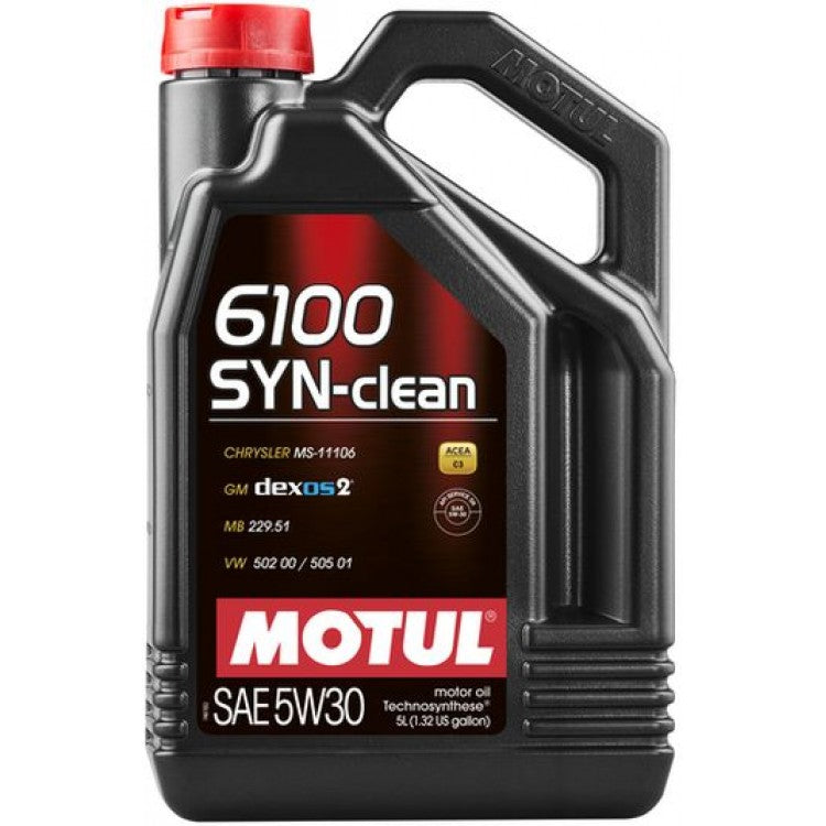 5 Litre Bottle Of Motul 6100 Syn-Clean 5W30 Oil