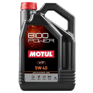 5 Litre Bottle Of Motul 8100 Power 5W40 100% Synthetic Oil