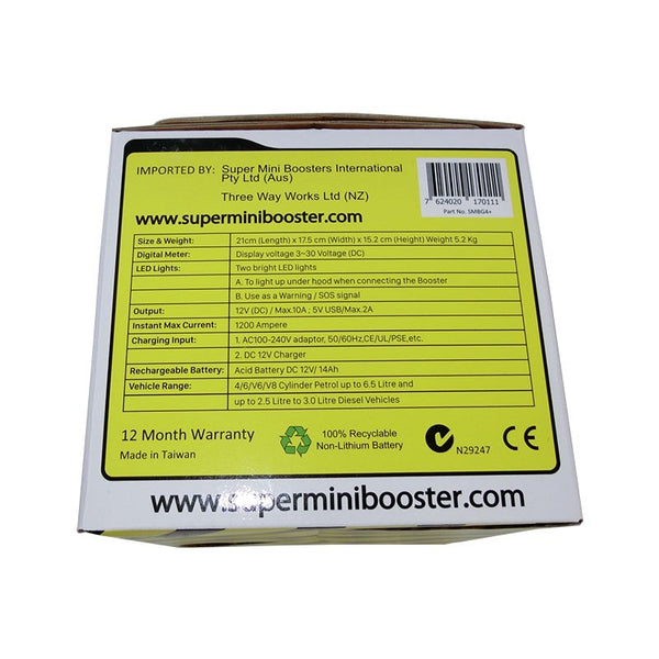 12 Volt Super Mini Booster G4 - 80W / 1200 Amp Jumpstart Pack