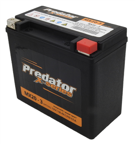 Predator X Series MX20-3 310CCA 20AH Performance AGM Motorcycle & Jetski Battery