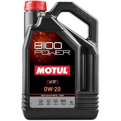 5 Litre Bottle Of Motul 8100 Power 0w20 100% Synthetic Oil