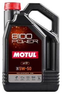 5 Litre Bottle Of Motul 8100 Power 5W50 100% Synthetic Oil